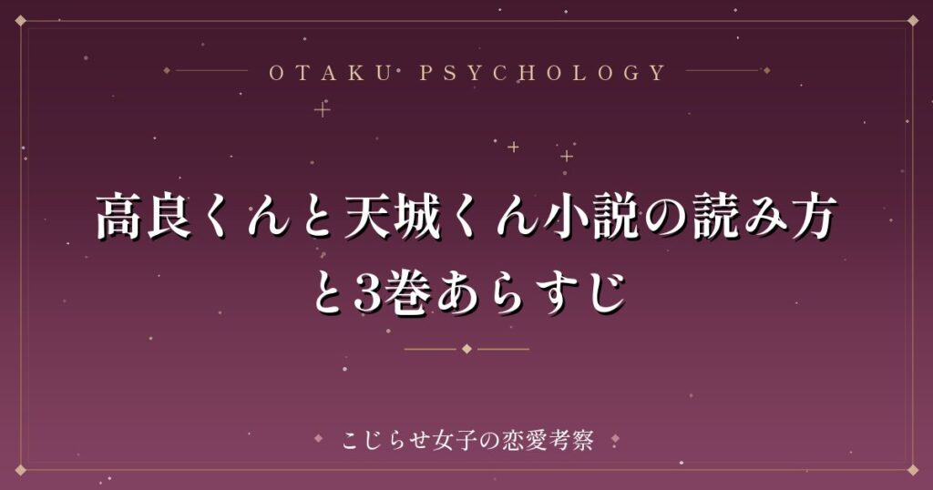 高良くんと天城くん小説の読み方と3巻あらすじ